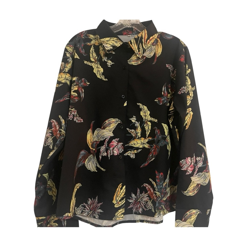 Black Floral Button Down Shirt